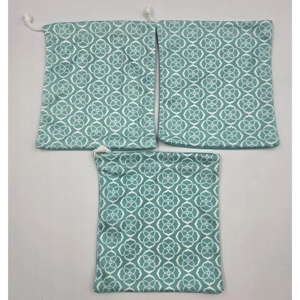 Kendra Scott Blue Turquoise Jewelry Drawstring Dust Bags Pouches-Lot Of 3